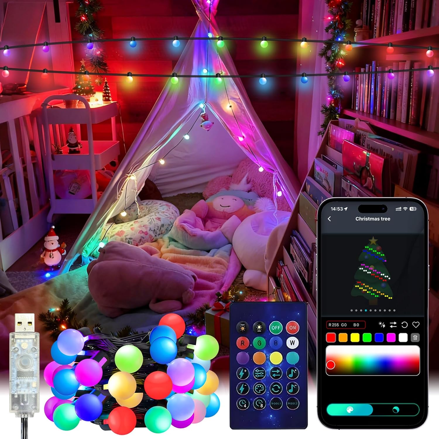 Smart Garden Led Lights - 스마트 글로브 스트링 라이트 5/10M RGB