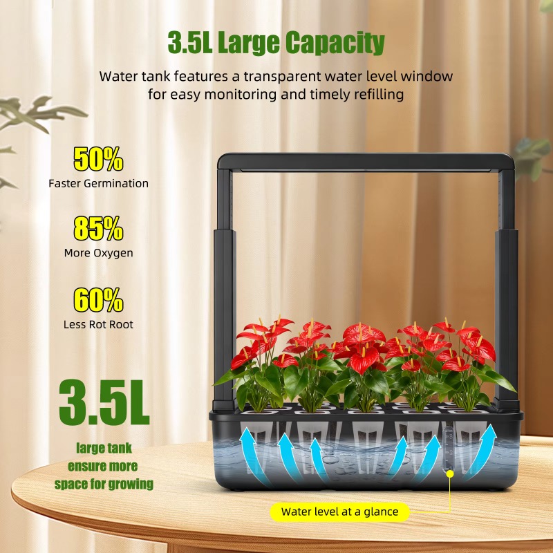 Smart Garden At Home - 실내 LED 15개 튜브 수경재배 스마트