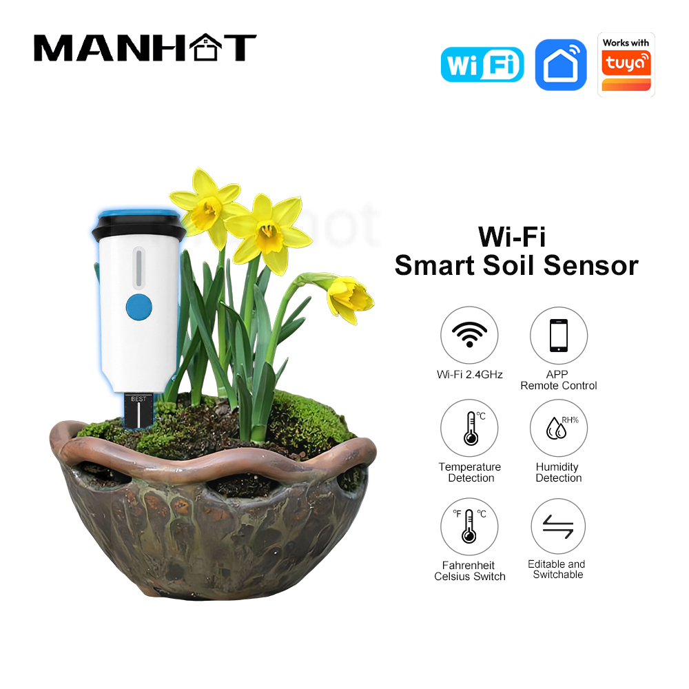 Smart Garden Sensors - MANHOT Wi-Fi 스마트 토양 측정기, 습도