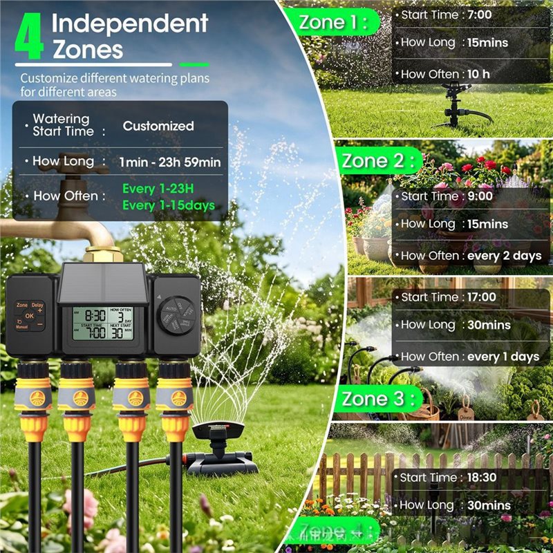 ABKP-태양광 관개 타이머 자동 관개 시스템 4존 스 - Smart Garden Tap Timer 리뷰 및 가격