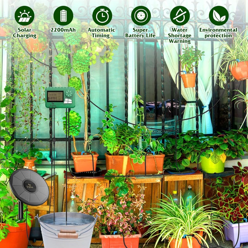 태양 관개 장비 자동 타이머가 있는 화분에 심은 식물용 - Smart Garden Watering System 리뷰 및 가격